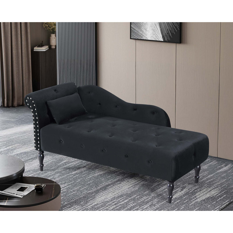 Chaise longue boutons capitonnés, Noir
