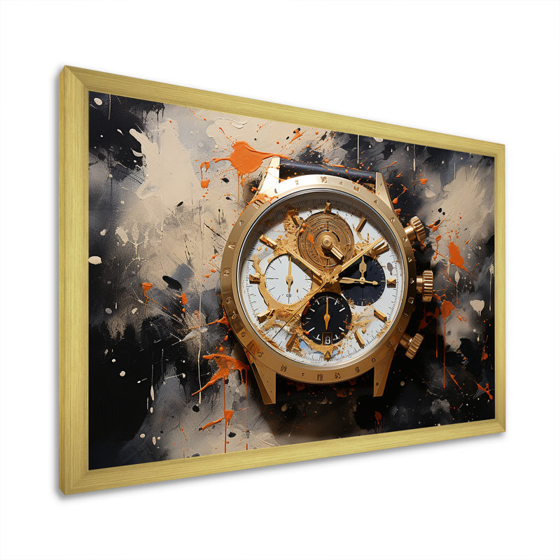 Minimalisme, montre de luxe I sur toile, H 12 po x l 20 po x P 1 po, Cadre doré simple