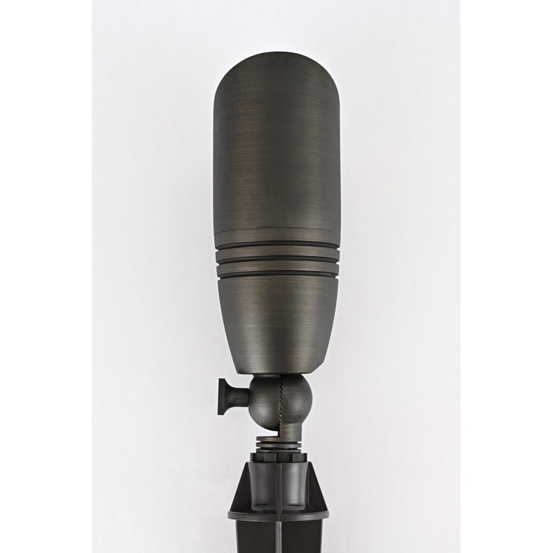 Dark Bronze Cast Brass Outdoor Spot Light with Convex Glass Shade