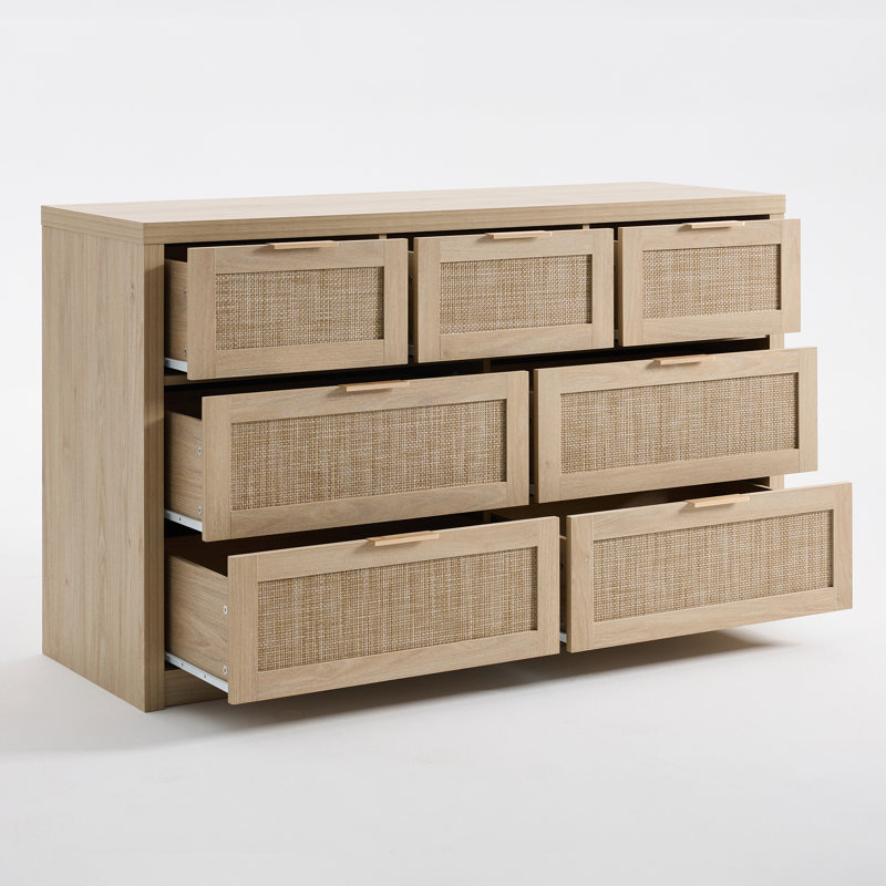 134 cm W Chest of 7 Drawers, Light Natural Oak