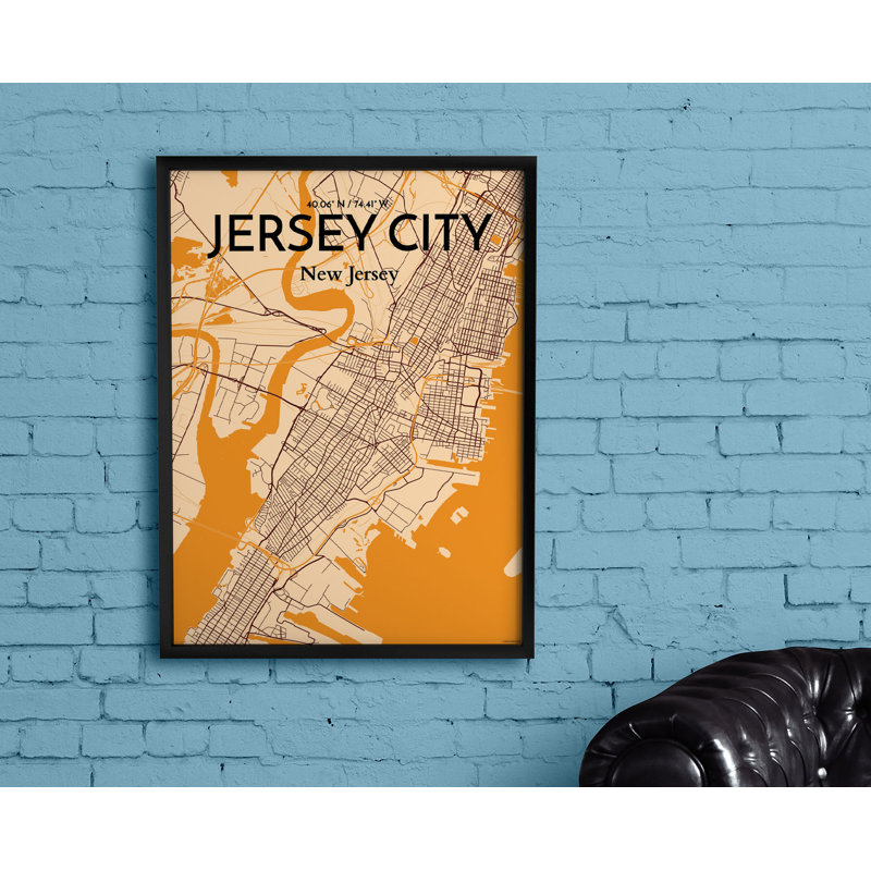 Jersey City Map - No Frame Print, 43.2cm H x 27.9cm W x 0.13cm D