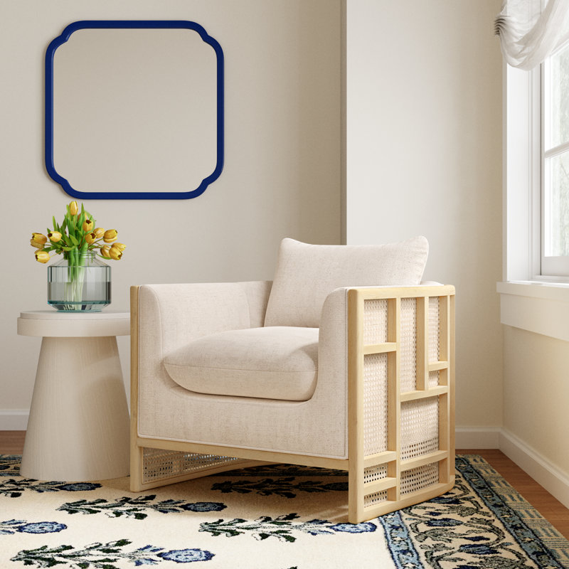 Isidor Upholstered Barrel Chair, Natural Oak, Thames Cream