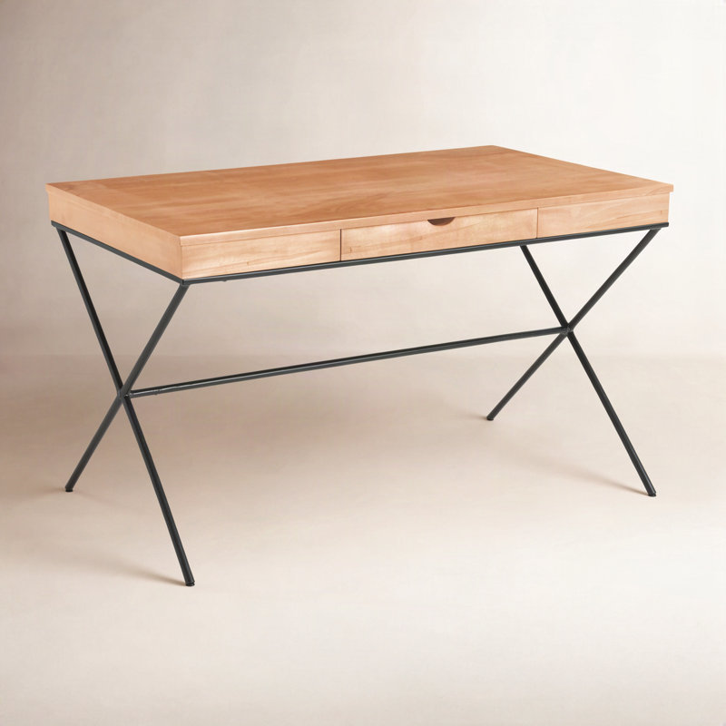 Abbott Solid Wood Writing Desk, Clear Coat, Gunmetal