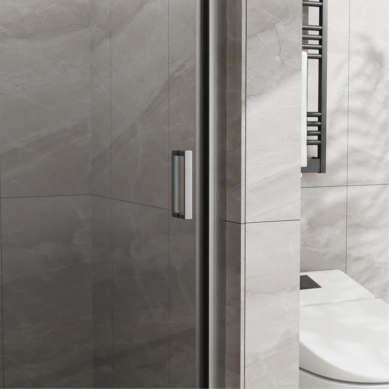 Élégante porte de douche pivotante semi-sans cadre avec étanchéité avancée et installation polyvalente, Nickel