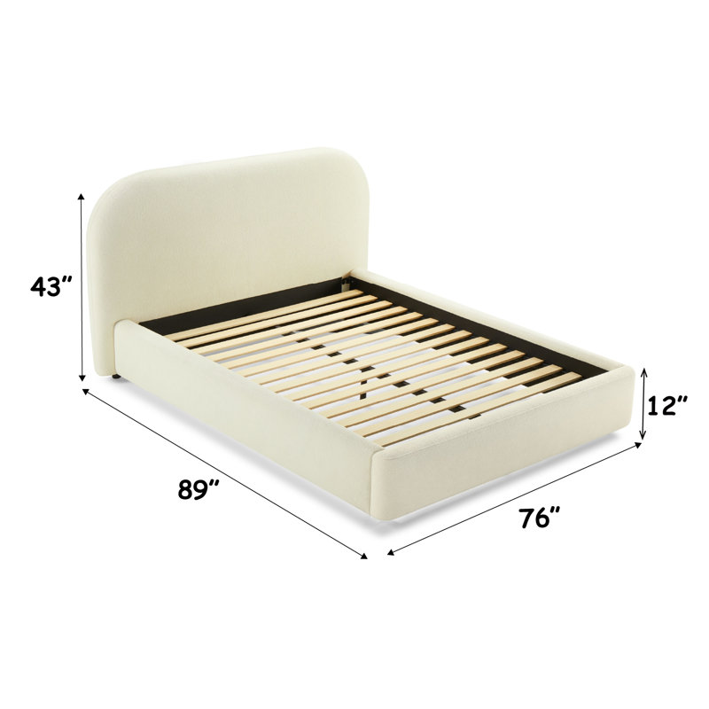 Lit chenille beige (aucun outil requis, lit seulement), Grand lit
