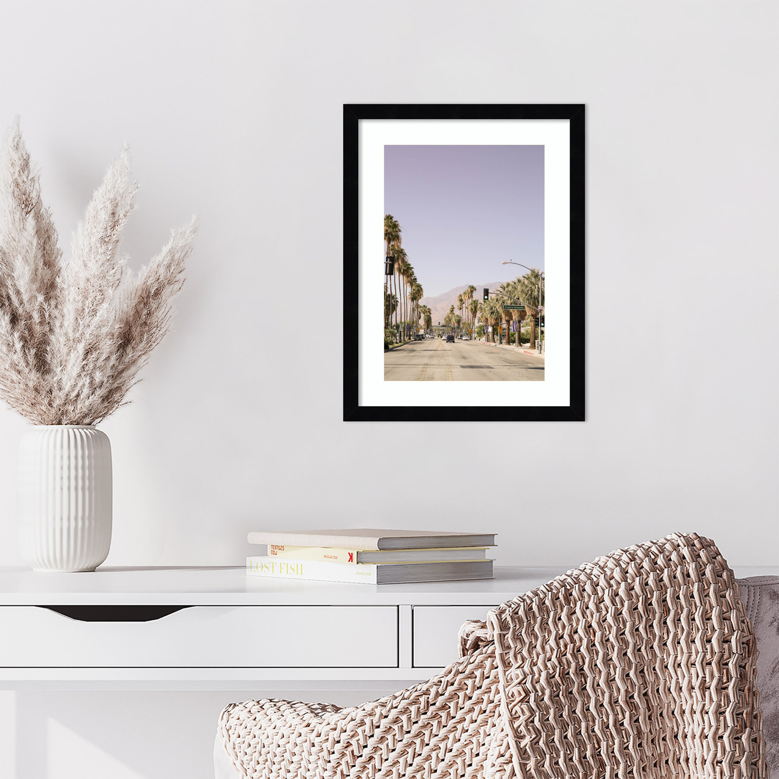 Daisey "Palm Spring Street" Print, Black, 17" H x 13" W
