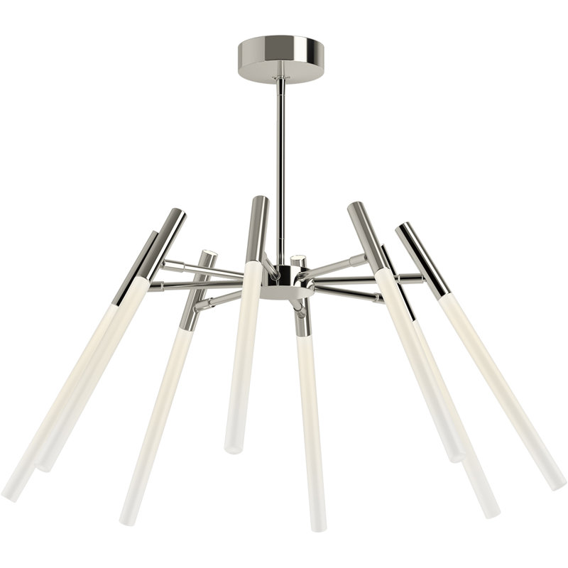 8 - Light Unique / Statement Modern Linear LED Chandelier, Polished Chrome