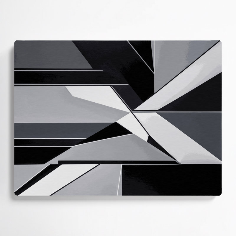 Art mural Hard Edge 47 en métal gris, H 16 po x l 20 po