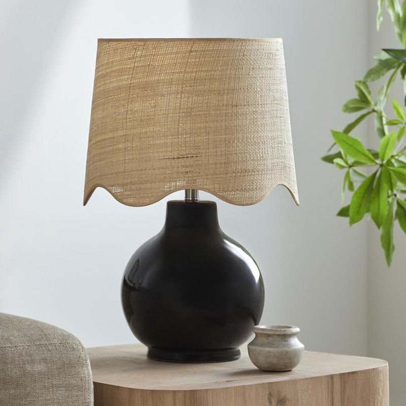 Lampe de table Maura, Tanné, Noir, noir, noir, noir, H 22 po x l 15 po x P 15 po