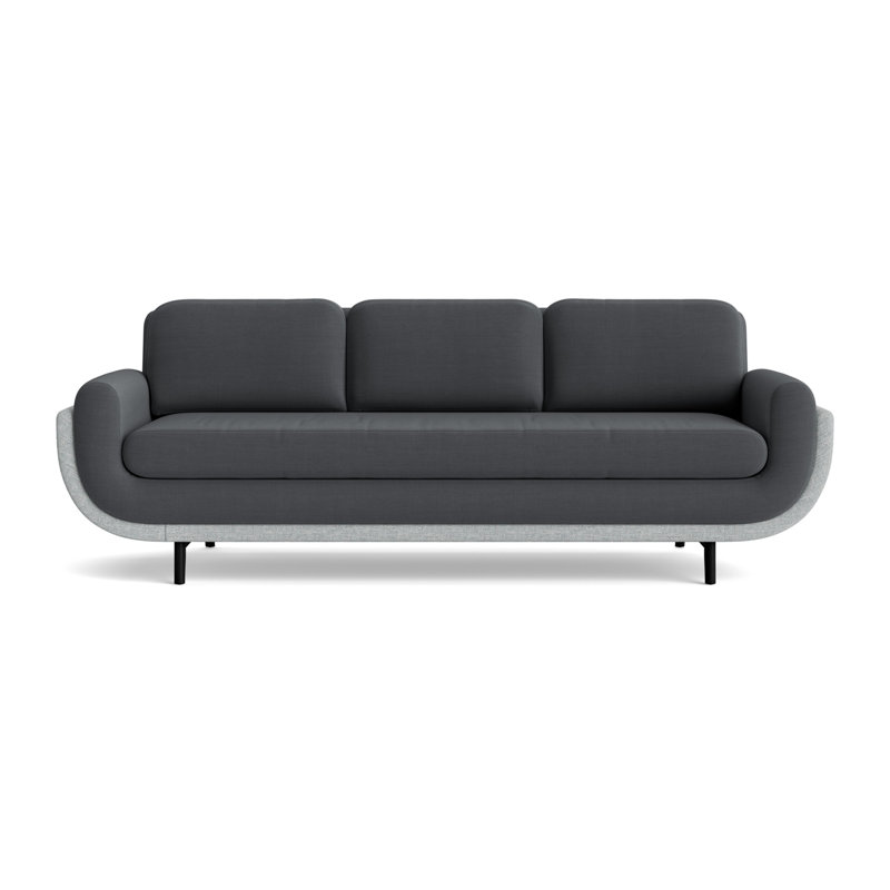 Regatta 90 Sofa, Performance Linen-Charcoal/Textured Weave-Sky Blue, Black
