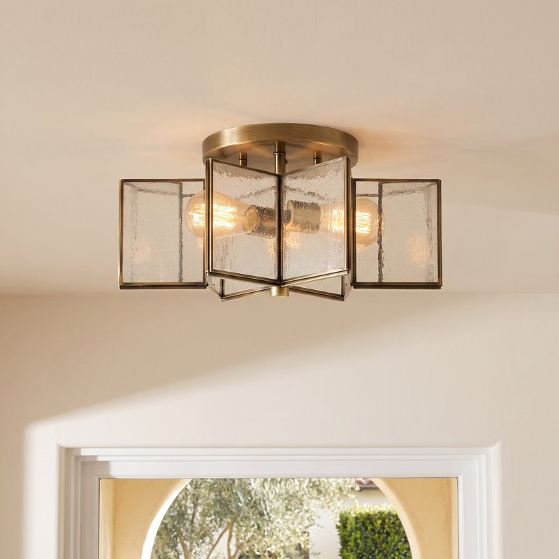 Putnam 2-Light Ceiling Light in Natural Brass, Clear