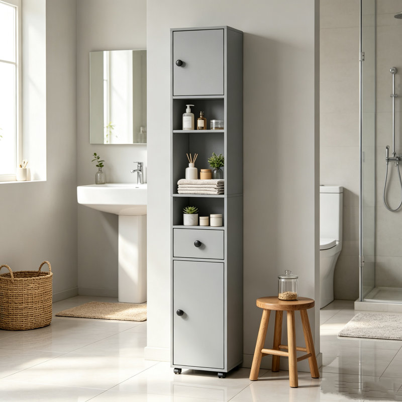 Particle Board Freestanding Bathroom Shelves, Grey