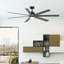 Ventilateur de plafond intérieur / extérieur 72 pouces Pendry - noir avec accent nickel brossé-98424385-98424386