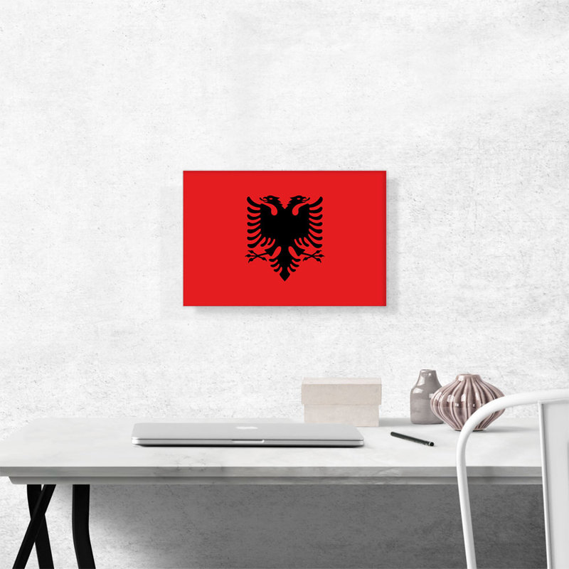Drapeau de l'Albanie, pays des balkans, impression sur toile tendue, H 12 po x l 18 po x 1,5 po