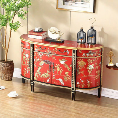 Semi-circle multi-functional hand-painted sideboar