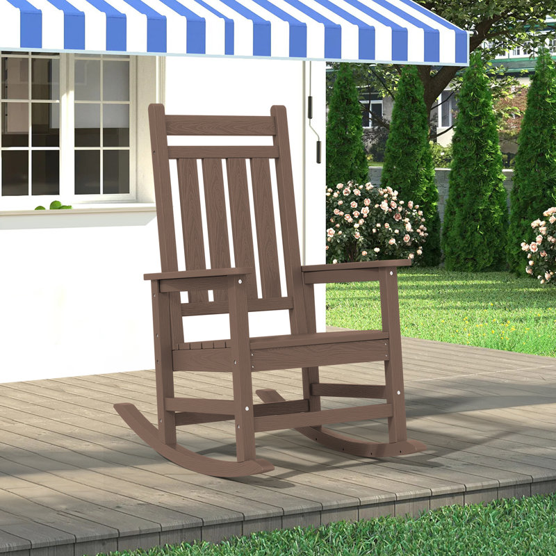 Wolak HDPE Rocking Adirondack Chair, Brun