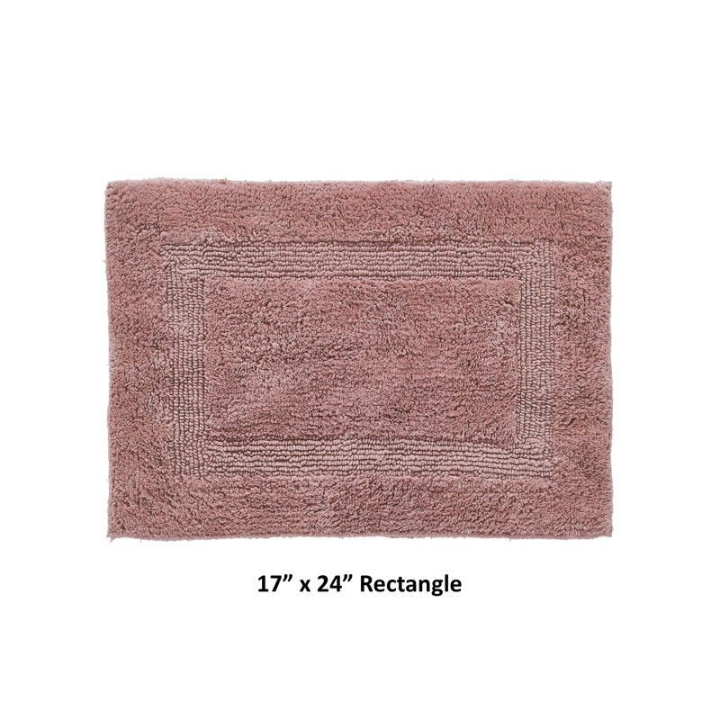 Rozanne Reversible Cotton Bath Rug, Pink, 17" x 24" Rectangle
