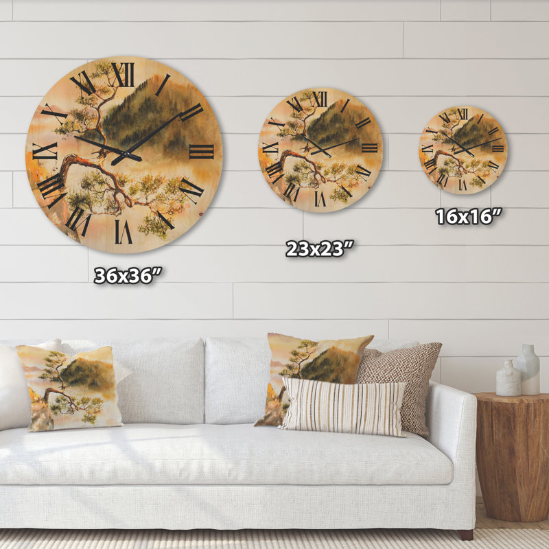 Horloge murale incurvée pin, Très grand