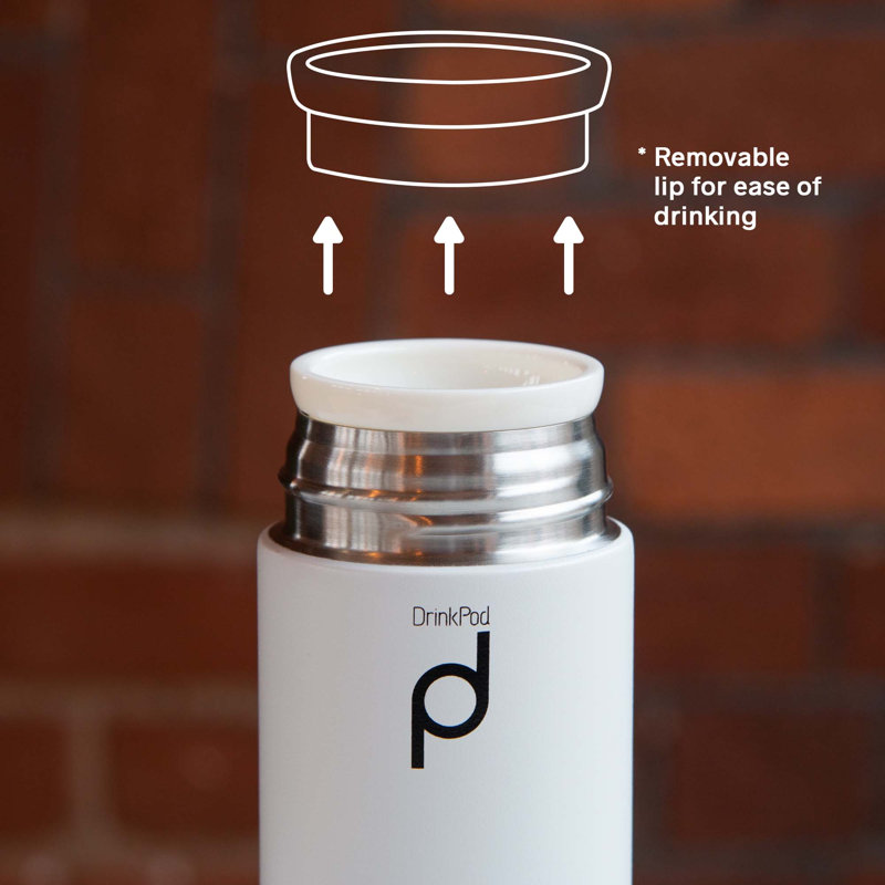Drink Pod Stainless Steel Travel Mug, White