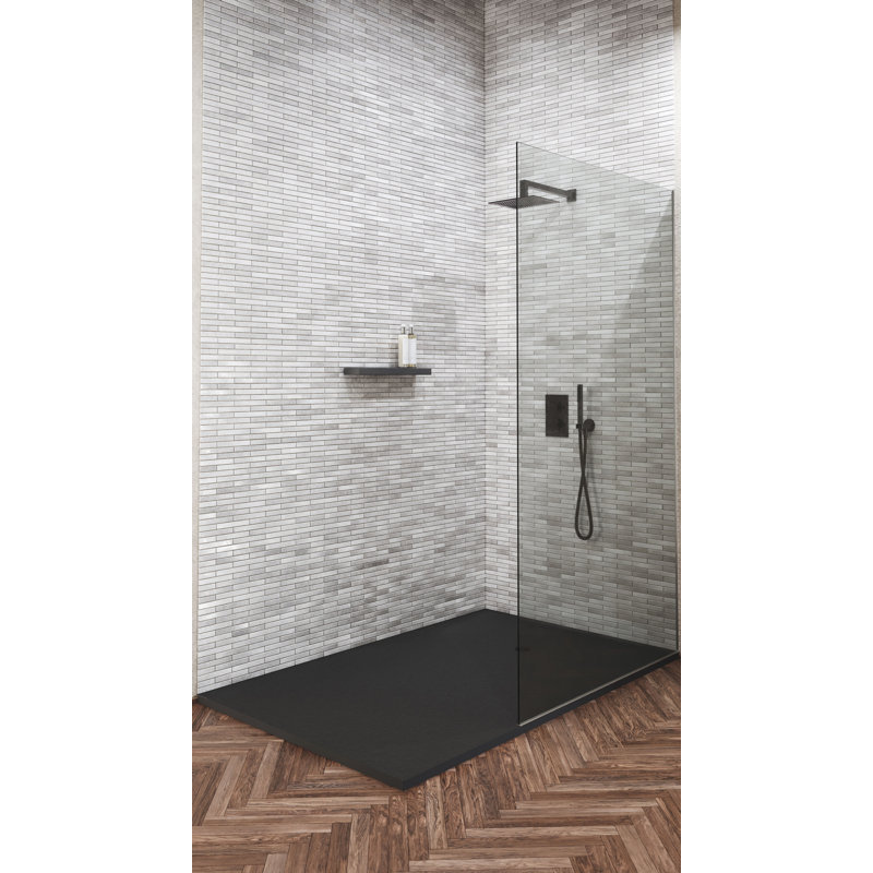 Base de douche Curbless Ava ardoise 66 po x 42 po, Noir