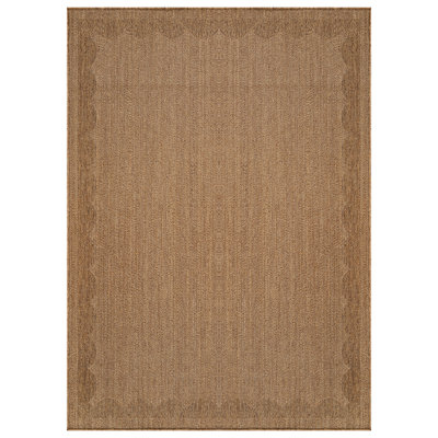 Tapis tissé plat intérieur / extérieur Scallop Border Natural / Jute Easy-Care