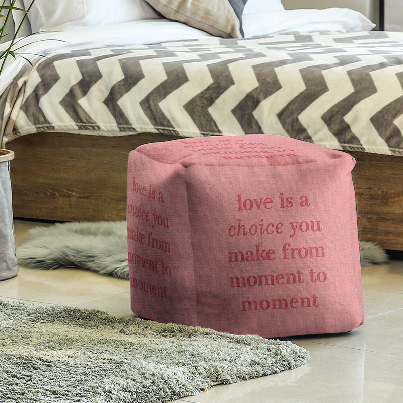 Upholstered Ottoman, Red/Dark Red