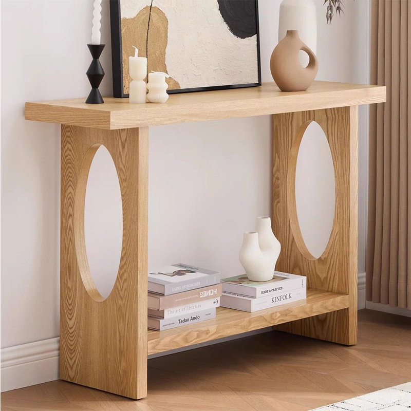 Console en bois massif de style médiéval, H 31,5 po x l 47,2 po x P 13,7 po