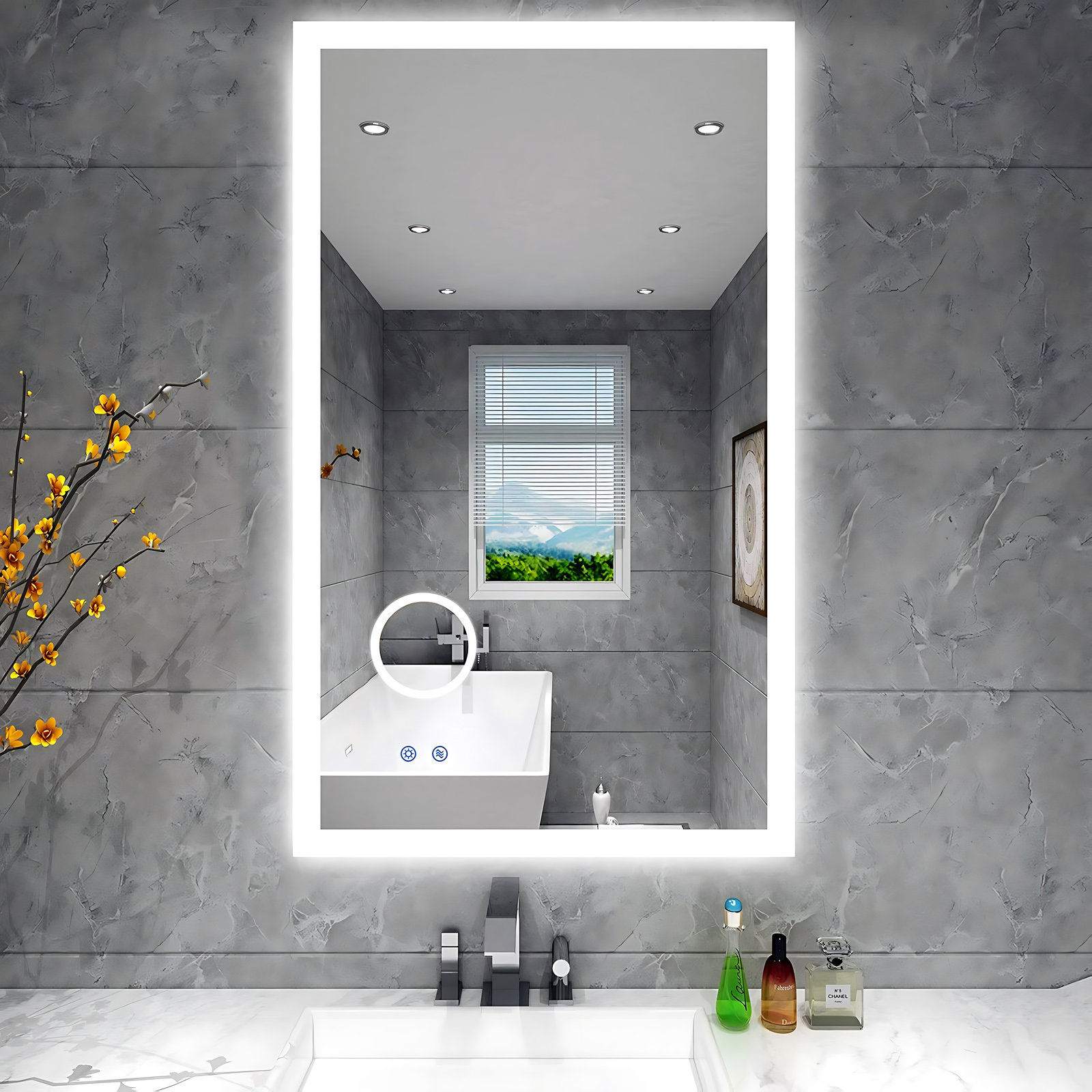 Ivy Bronx LED Backlit Bathroom Mirror Makeup Anti-Fog Mirror with ...