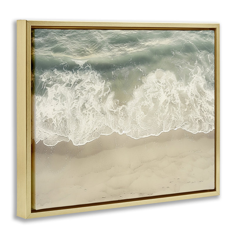 Art mural sur toile flottante, vagues aériennes, H 25 po x l 31 po, Cadre flottant gris lustré