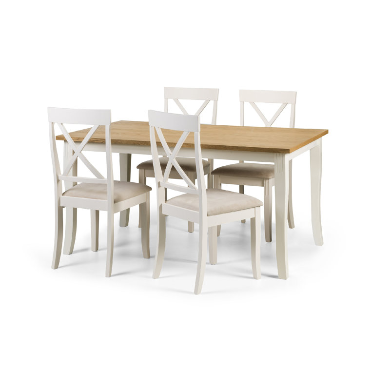 Conklin Solid Wood Base Dining Table, Ivory