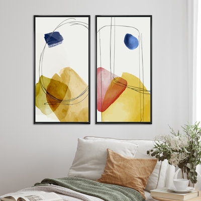«Trendy Abstracts with Colorful Shapes III», ensemble de 2 peintures