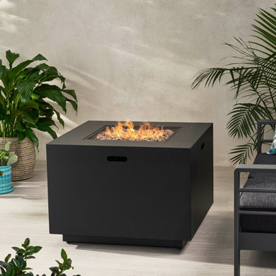 Foyer carré en fer, 50 000, gris foncé, 33 po x 24 po, gaz propane, extérieur, fer gris sans assemblage, l 33 po x H 24 po, requis