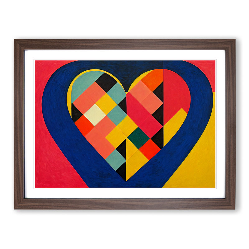 XH1022-6121X Modern Love He Abstract - Single Picture Frame Print, 46cm H x 64cm W x 2cm D, Walnut