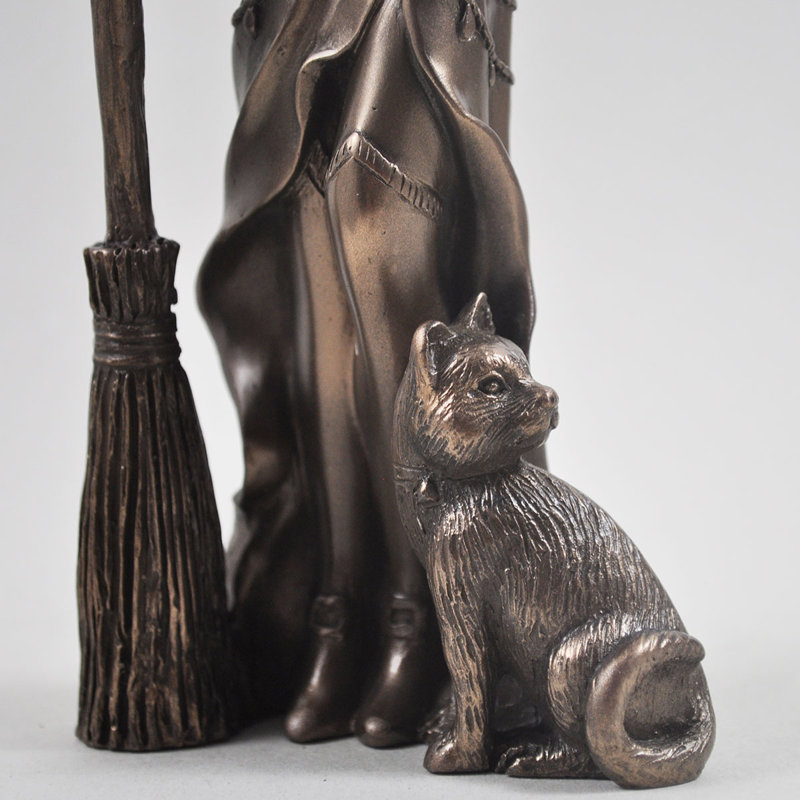 Henschler Witch with Cat Bronze Sculpture