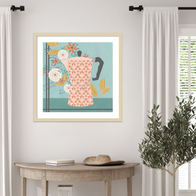 «Whimsical Kitchen No. 1» par June Erica Vess, reproduction d'art encadrée sur bois, Svelte Natural, 25 x 25
