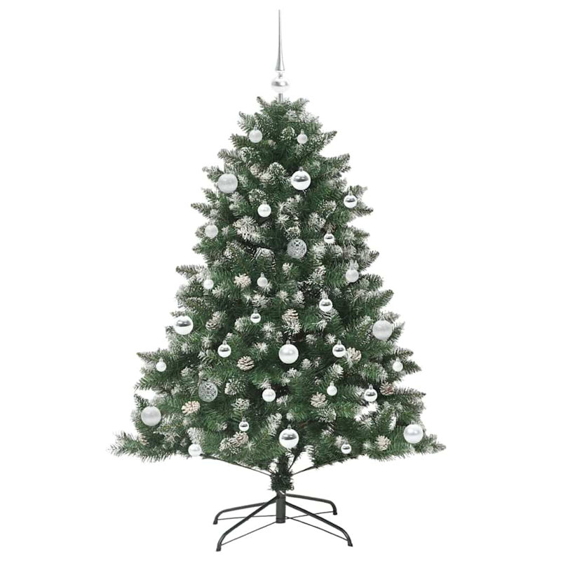 Artificial Christmas Tree with Stand, Silver, 4.92' H
