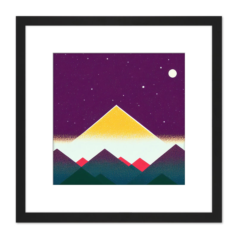 Abstract Purple Sky Pyramid Mountain Moon - Single Picture Frame Print