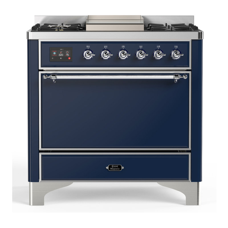 Majestic III Series 36 Inch Dual Fuel Range with 6 Sealed Burners, Griddle, in Emerald Green (Natural Gas, Copper Trim)