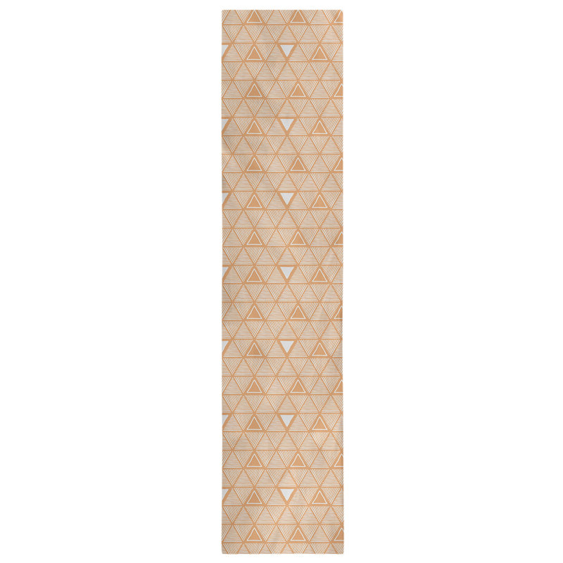 Classic Hand Drawn Triangles Table Runner, 16" x 72", Carrot Orange
