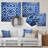 White And Blue Moroccan Tiles  - Geometric Metal Wall Art-1497252768