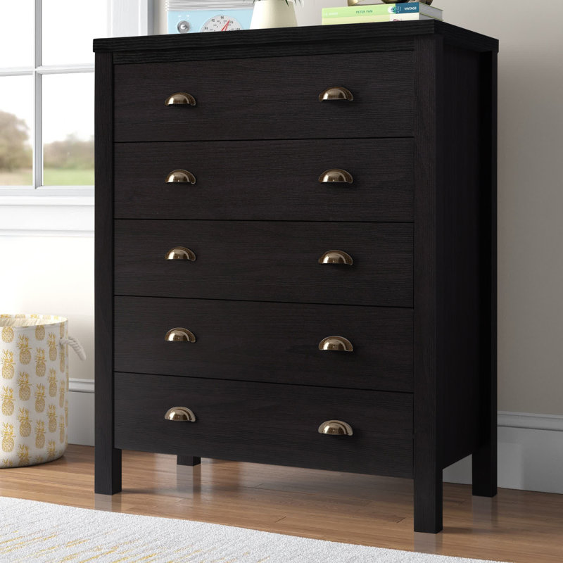 Humberto 35.5" W 5 Drawer Dresser, Black
