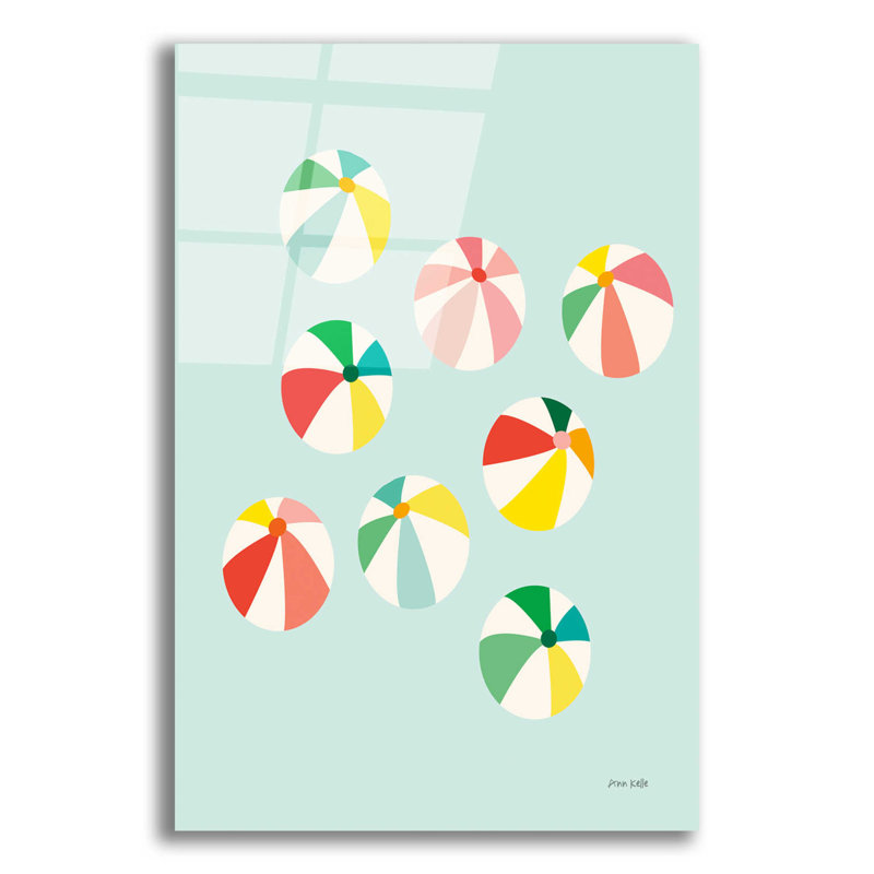Parasols de plage par Ann Kelle - impression sans cadre, H 16 po x l 12 po x P 0,13 po