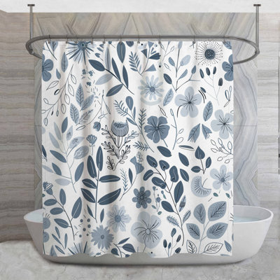 Rideau de douche fleurs monochromes Paris