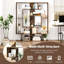 7-Tier Bookshelf Geometric Bookcase with 2 Anti-Tipping Kits-Brown