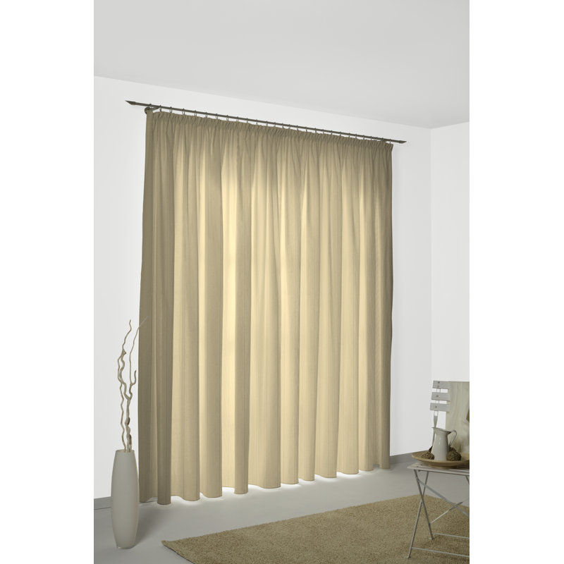 Pearce Synthetic Room Pencil Pleat Curtain, single Panel, opaque, Beige, 132cm Width x 220cm Drop