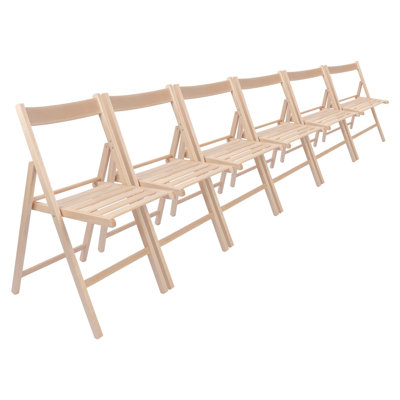 Harbour Housewares - Beech Wood Folding Chairs - Set of 6