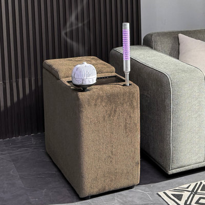 Madella Audio Smart End Tables with Storage and Built-in Outlets,Power Grommet for Sofa Sectional