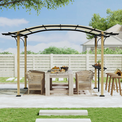 10 ft. x 13 ft. Aluminum Outdoor Pergola with Slightly Arched Canopy and Small Bar