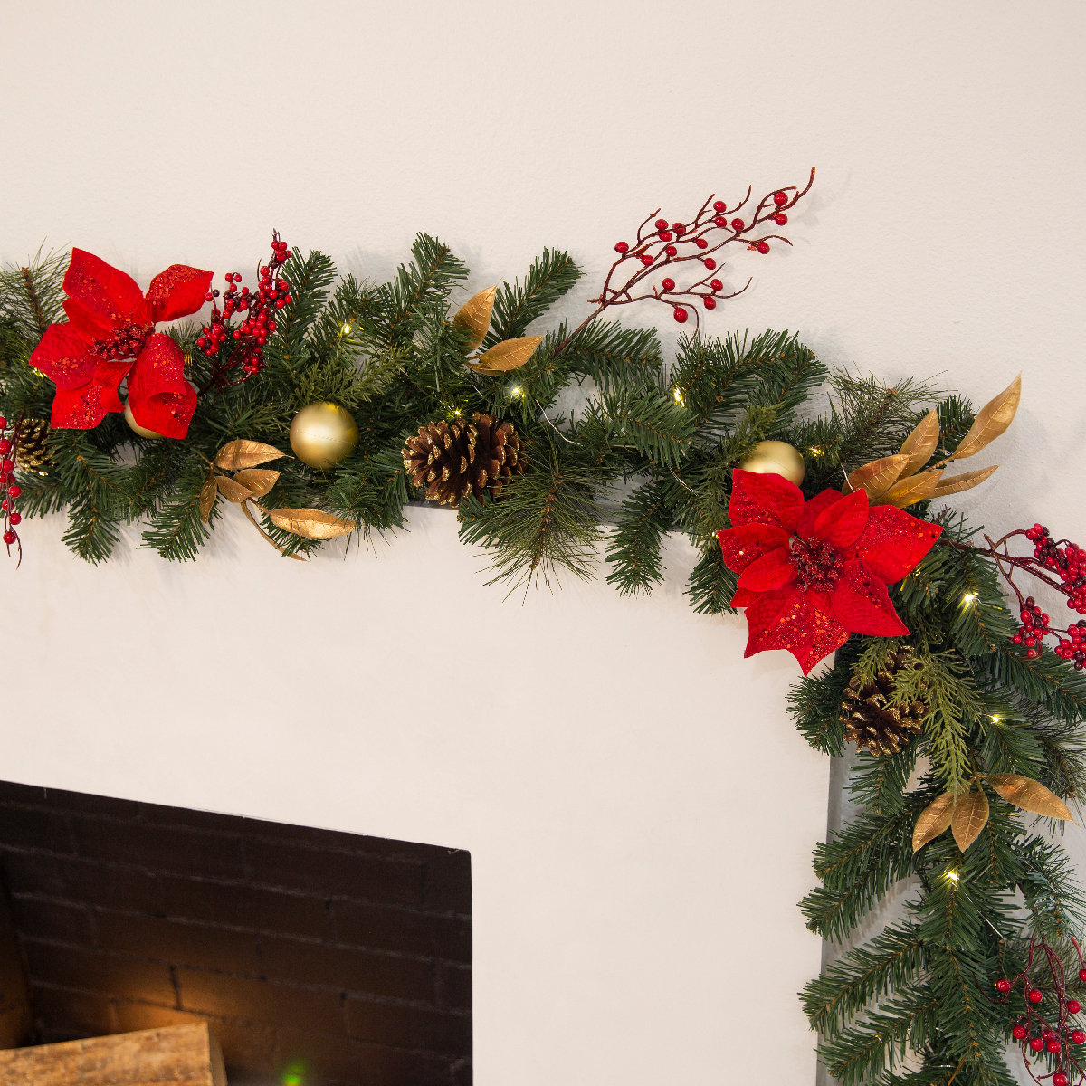 72" Red Ruby Holiday Garland with Lights