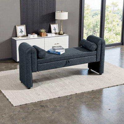 Banc de rangement de 60 pouces - Siège spacieux avec rangement dissimulé pour la chambre à coucher, le salon et le vestibule